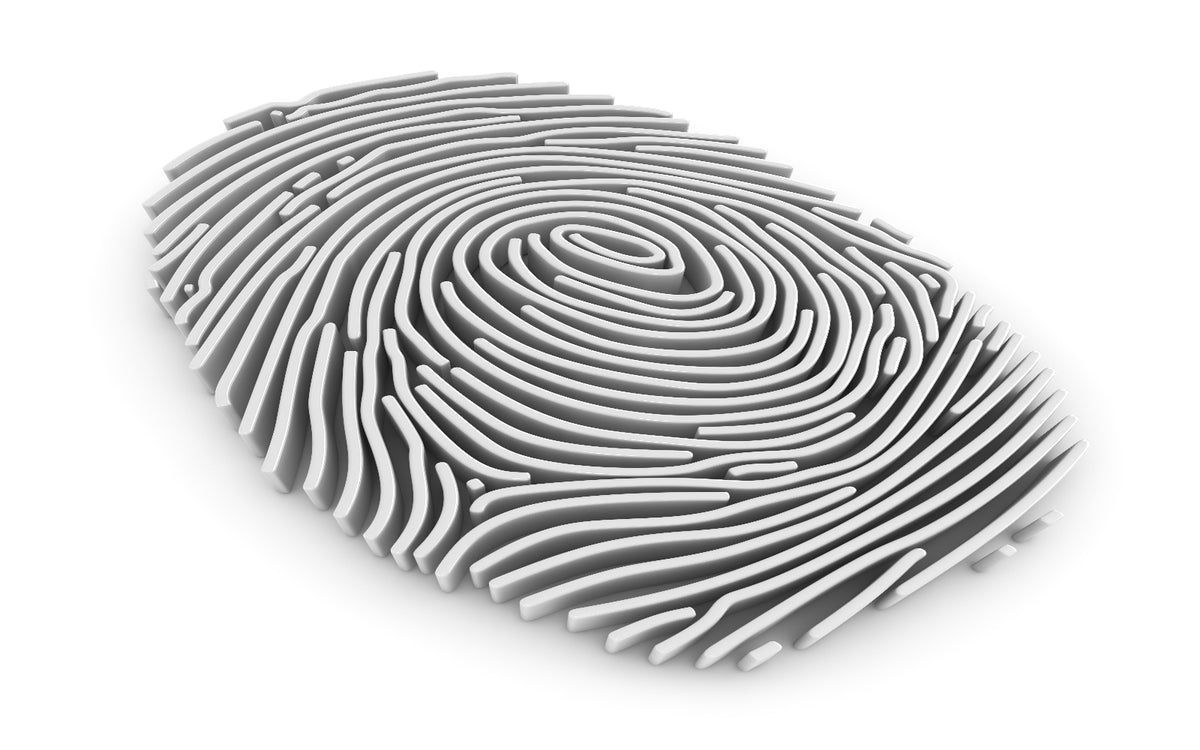 Fingerprint design on a white background.